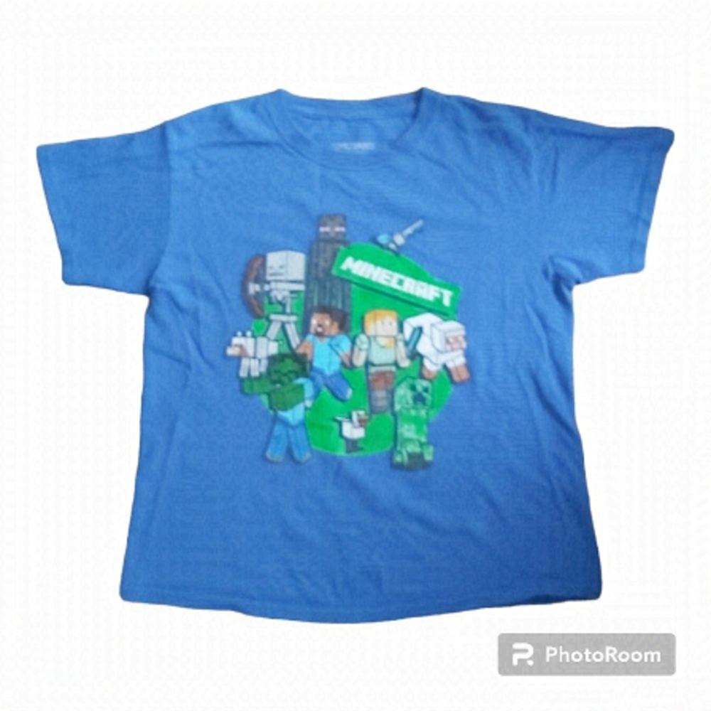 Mojang Boys/Girls 100% Cotton Blue Graphic Minecraft T-Shirt - Size Medium